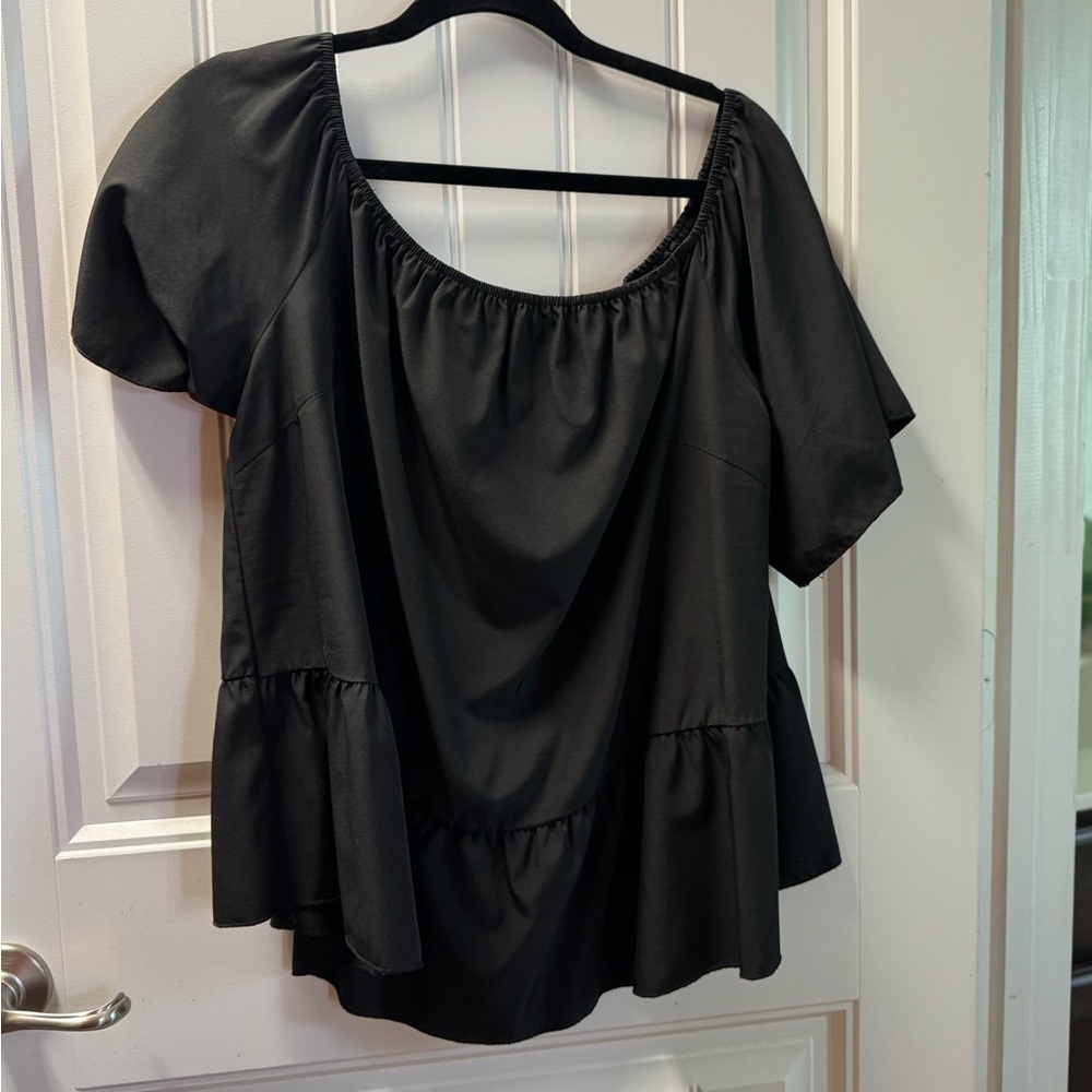 SHEIN Black Peplum Blouse